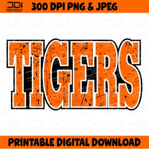 Tigers png printable download Sports football sublimation dtf dtg digital print Football designs Team shirt digital Mascot png Tigers team