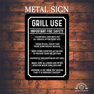 Grill Use Rules Metal Sign: Outdoor Safety