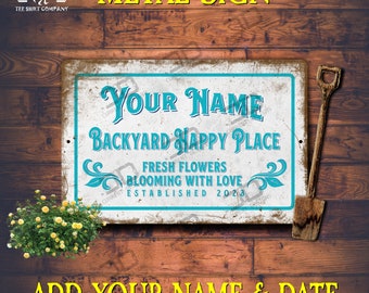 Personalized Metal Garden Sign: Vintage Style, Add Name & Date