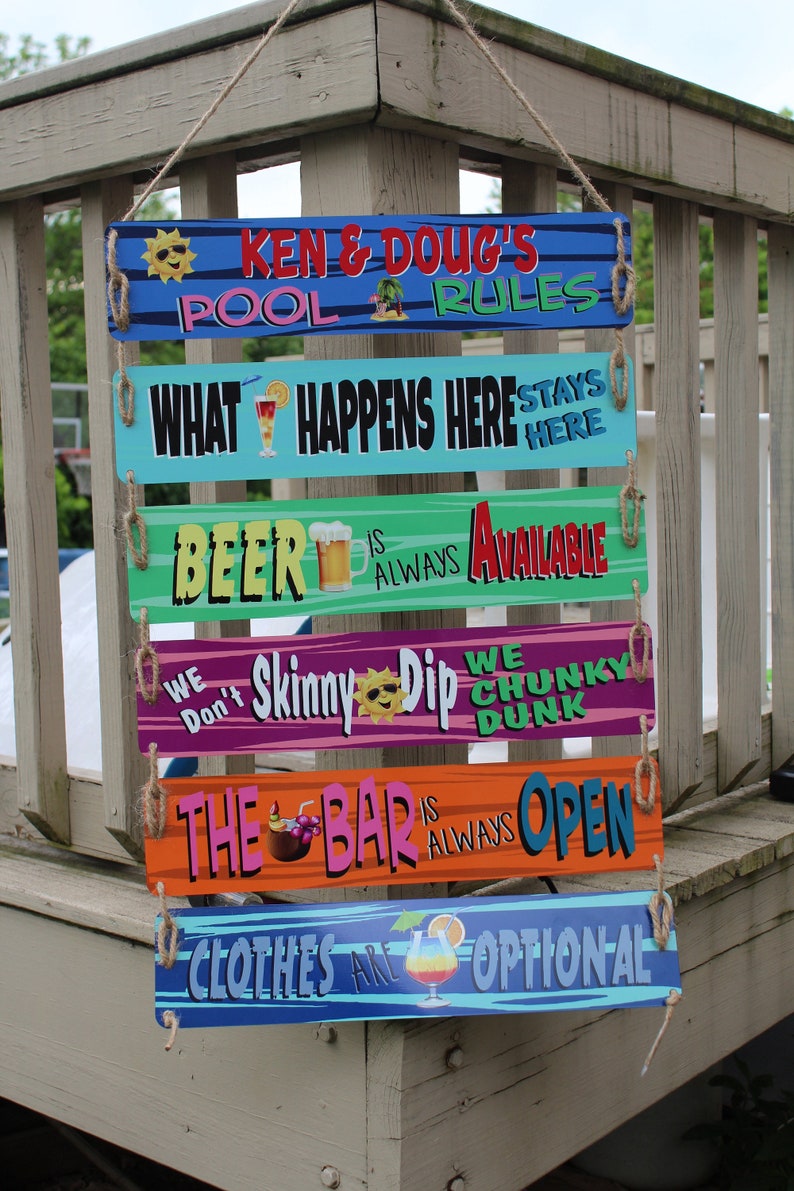 Funny 6 Panel Pool Signs Custom Swimming Pool Rules Aluminum Etsy