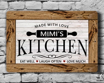 Custom Name Kitchen Made with Love metal sign, UV coated, Custom signs, Metal Signs, Mother's Day gift, Business signs, farmhouse signs