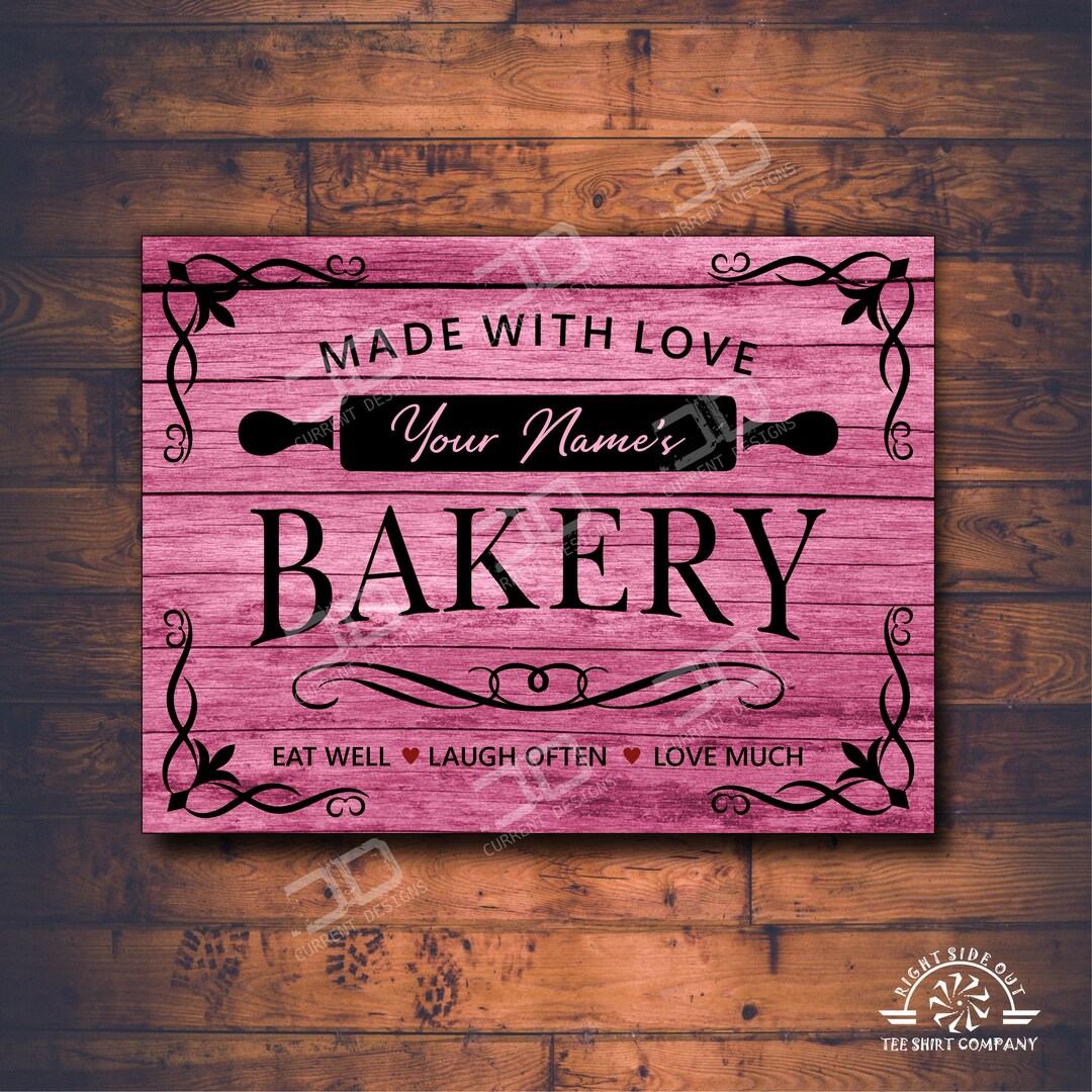 Metal Bakery Sign Rose | Personalized Metal Sign | Your Name | Kitchen ...