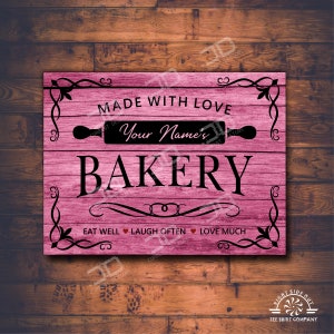Metal Bakery Sign Rose |  Personalized  Metal Sign | Your Name | Kitchen or Bakery gift | Add your name with mounting option | mother&#39;s day