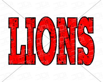 Red Lions Team PNG: Sports Football Sublimation Design (Digital Download)
