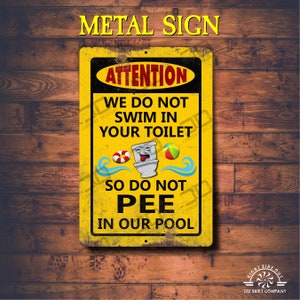 Funny Pool Rules Metal Sign: Do Not Pee - Outdoor Poolside Decor