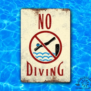 Pool rules, no diving, Metal pool rules sign Swimming pool rules Pool party Pool Gift No diving metal pool sign UV coated for outdoor use