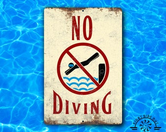 Pool rules, no diving, Metal pool rules sign Swimming pool rules Pool party Pool Gift No diving metal pool sign UV coated for outdoor use