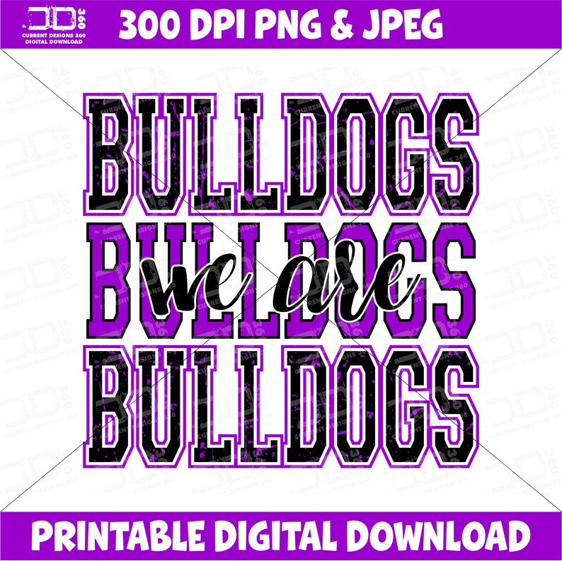 Purple Bulldogs PNG: Football Team Mascot, Sublimation Print (digital ...