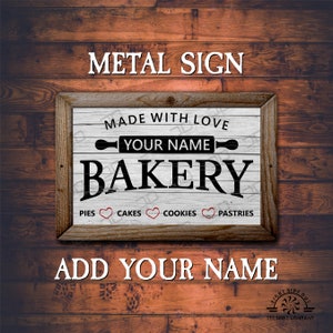 Placa de metal personalizada para padaria: decoração de cozinha estilo fazenda