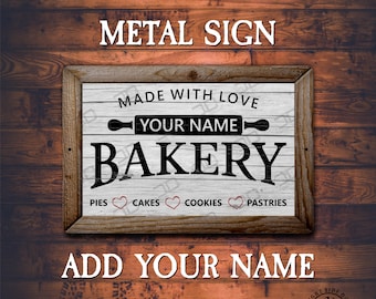 Personalized Metal Bakery Sign: Farmhouse Kitchen Decor