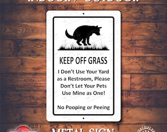 Funny Dog No Pooping Sign | Metal Yard Sign | No Peeing Dog Sign | Outdoor Pet Warning Sign | Funny Trespassing Sign | Aluminum Lawn Decor
