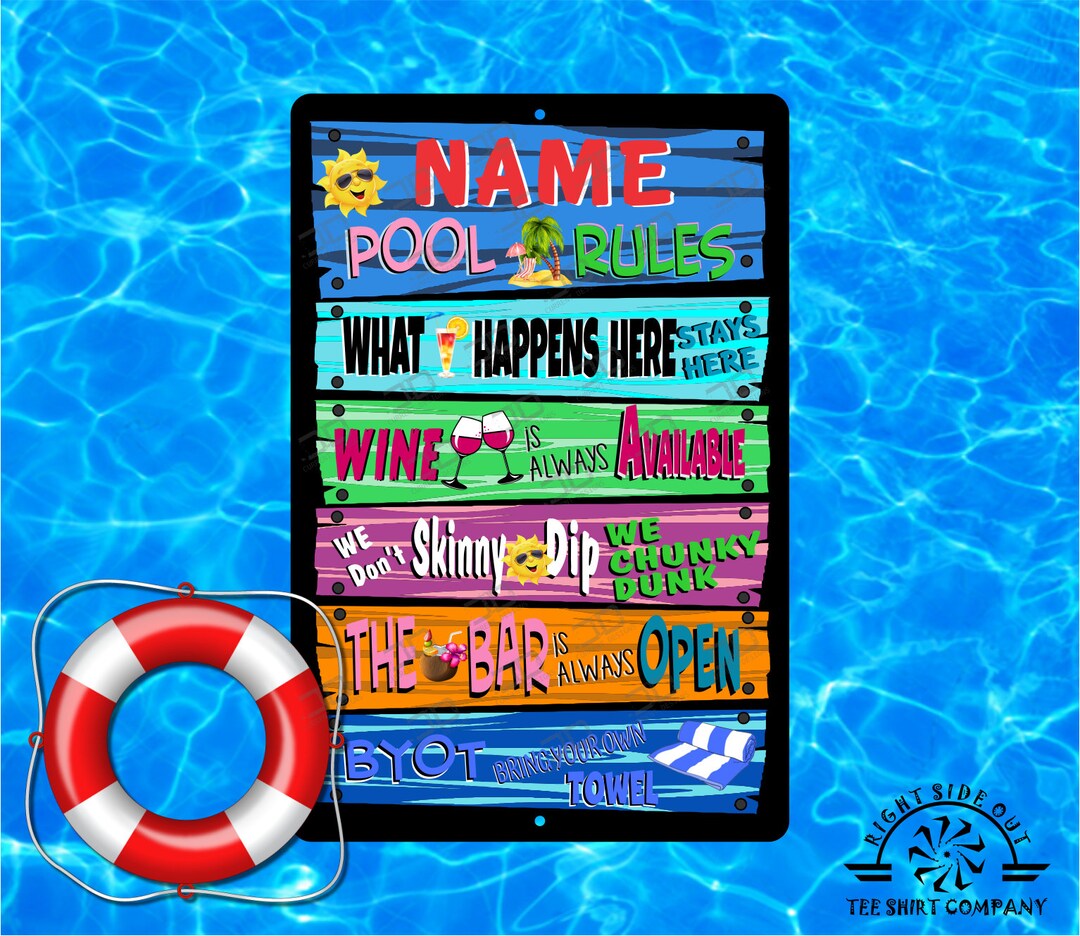 Personalized Pool Rules Metal Sign: Funny Backyard Decor - Etsy