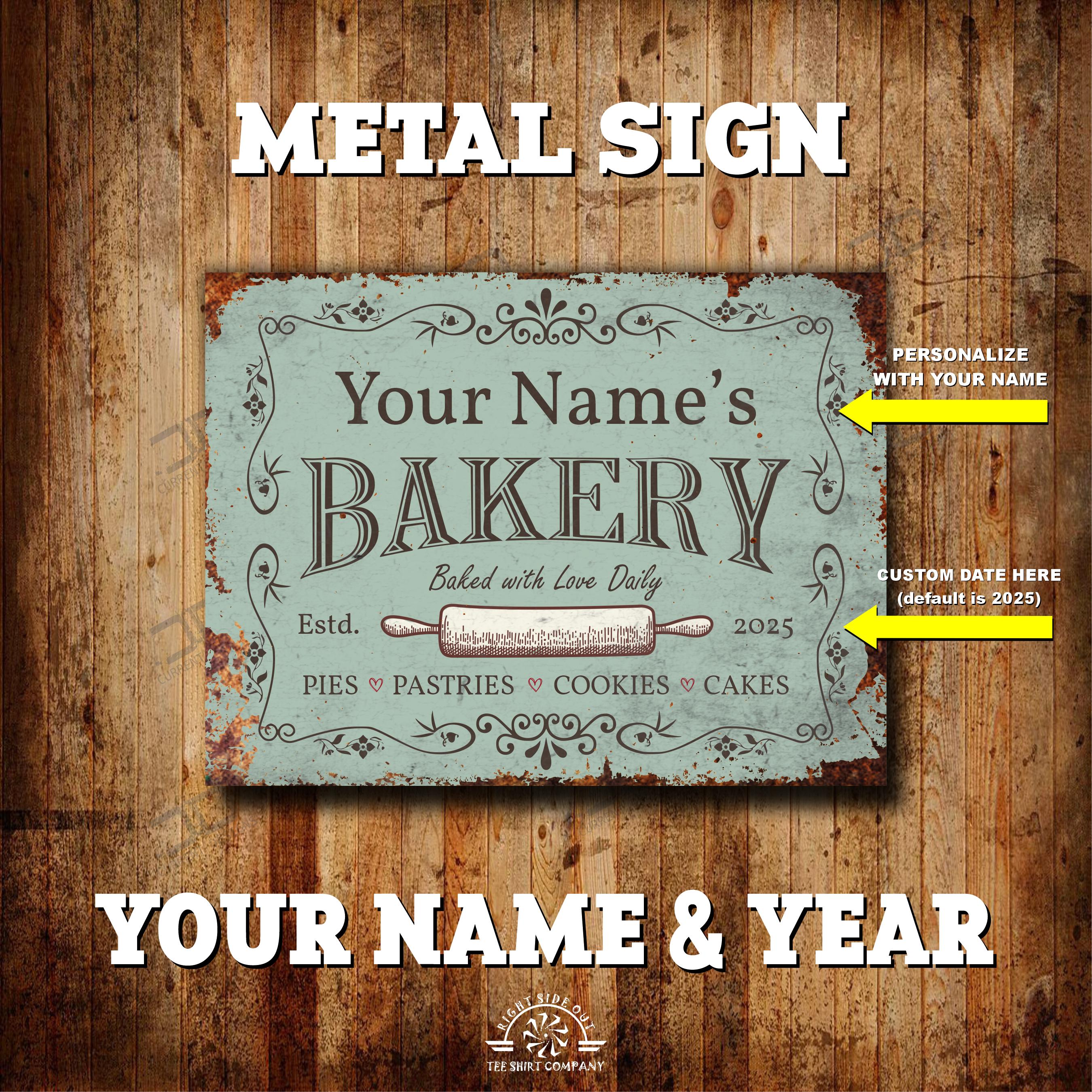 Custom Bakery Metal Sign: Vintage Farmhouse Kitchen Decor