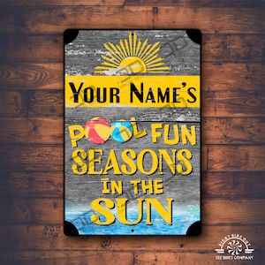 Metal Pool sign with your name | Outdoor swimming pool signs | Poolside decor | pool gifts | Patio & Backyard Signs Funny pool rules quotes