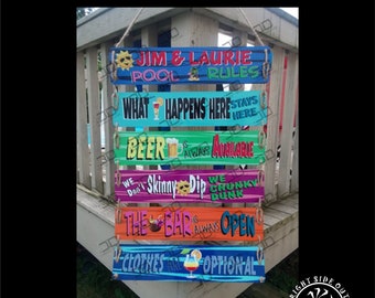 Personalized Swimming Pool Metal Sign: Custom Name & Quotes, Nautical Rope