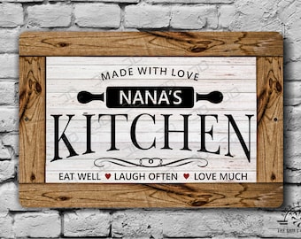 Custom Name Kitchen Made with Love metal sign | indoor outdoor metal sign | kitchen décor | Mother's Day gift | add your name | bakery signs