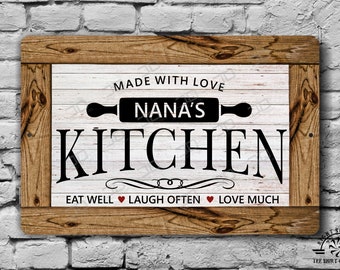 Custom Name Kitchen Made with Love metal sign | indoor outdoor metal sign | kitchen décor | Mother's Day gift | add your name | bakery signs