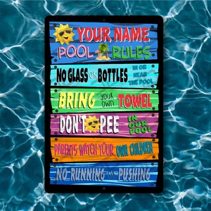 Swimming pool outdoor sign Pool rules sign Metal pool quotes sign Funny swimming sign Pool gift  Backyard patio sign Pool decor Pool bar