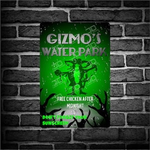 Gremlins Movie Metal Sign: Gizmo&#39;s Water Park, Funny Theater Decor