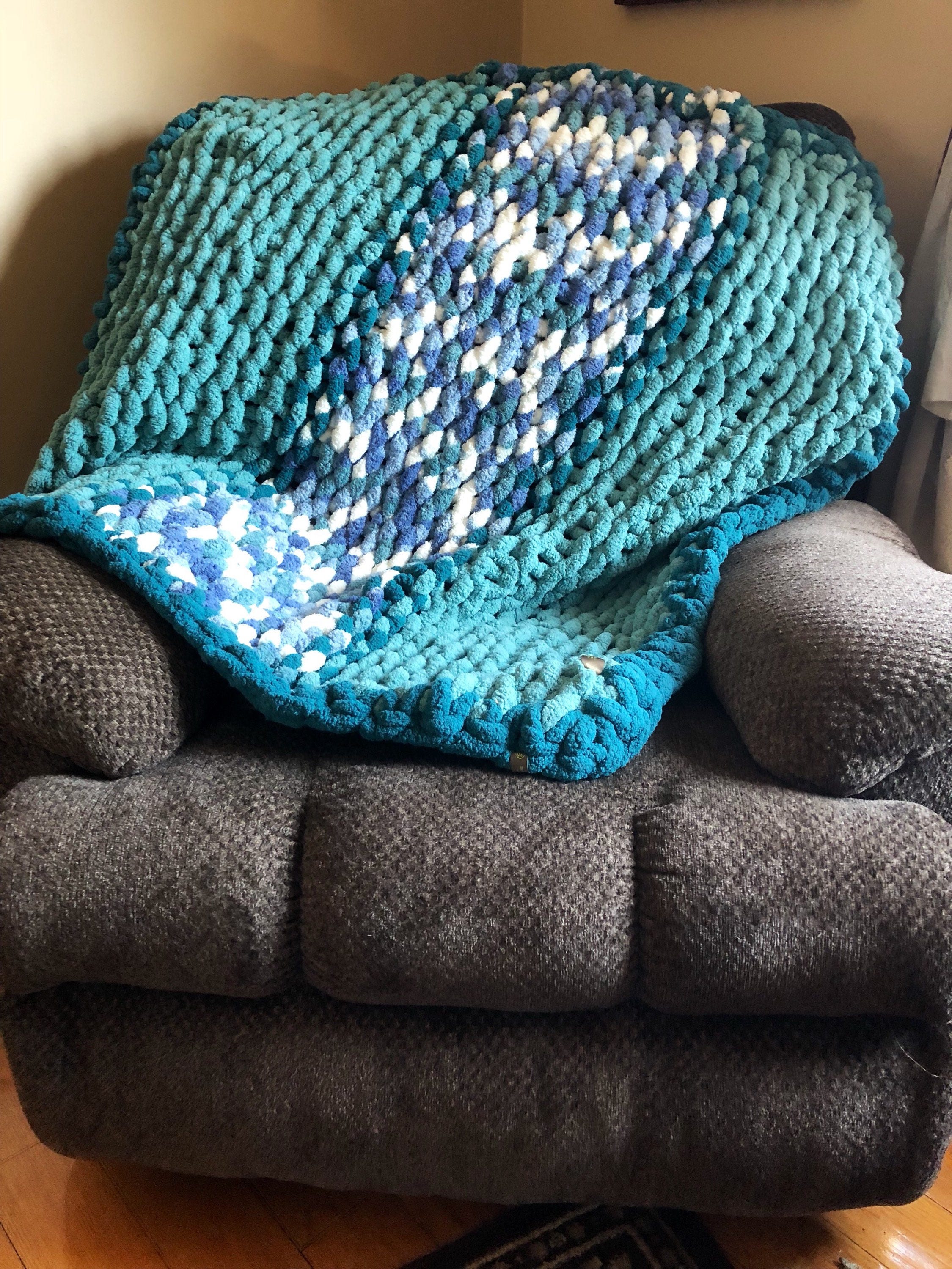 Chunky Knit Lap Blanket/Baby Blanket/Tummy Time Mat in Shades Etsy