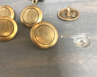 Gold Round Buttons with center design of lines (8 pcs)