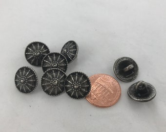 8 pieces Unique Western Pewter Metal Shirt Buttons, 9/16"
