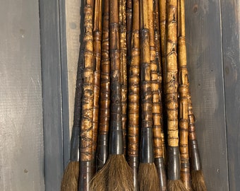 Wooden Calligraphy Brush with ox bone handle, sizes range from  approximately 17" to 21" in length
