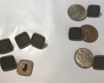 8 pieces Gold with Black Metal Square Buttons featuring stripes Pattern, 9/16"