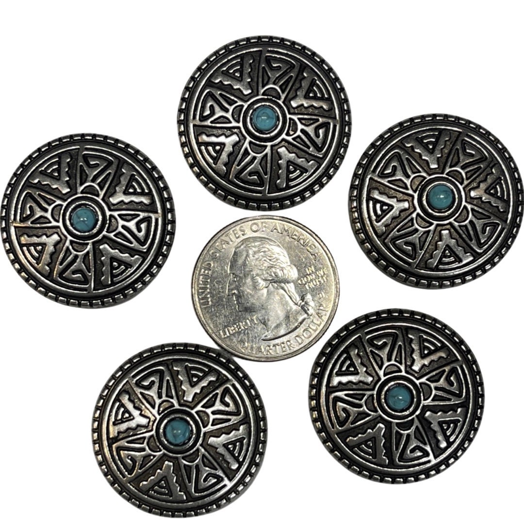 Turquoise Aztec Cross Conchos (set of 5), Southwestern Style - Etsy