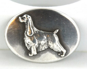 5 pieces - Springer Spaniel Dog Concho with Screws, Antique Silver, 1.5" w x 1" h