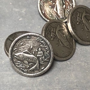 6 pieces Fishing Bass Trout 1/2&quot; Sewing Button with Single Loop Highly detailed Limited Edition