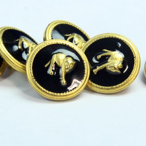Gold Panther Cat Metal Sewing Buttons ( 6 pieces)