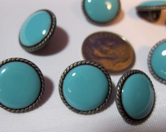 6 pieces Turquoise Stone with Rope Design Sewing Buttons 1/2"