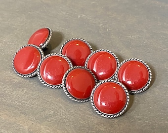 8 pieces Red Stone with Rope Design Sewing Buttons 5/8" Christmas/ Spring