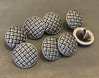 8 pieces Silver Basket Weave Sewing Button with Single Loop 5/8"