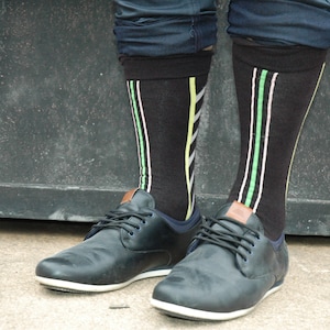 Natasock Neon Colorful Mens Unisex Stripe Dress Casual Socks