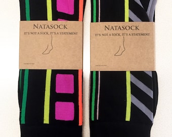 Colorful Bright Neon Geometric Mens / Unisex Socks (2 PACK)