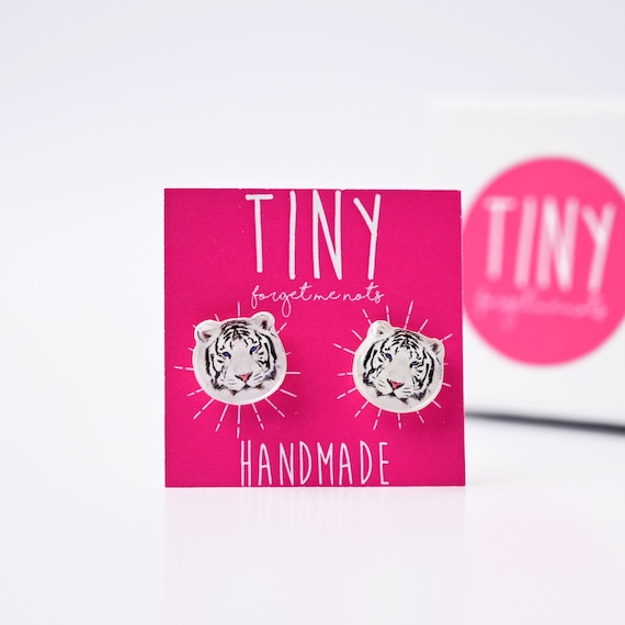 Tiger Stud Earrings Bengal Tiger Earrings White Tiger Earrings