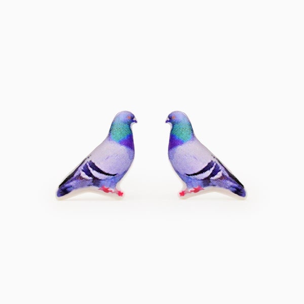 Pigeon Bird Stud Earrings - Unique Women's Fun Earrings - Unusual Stud Earrings