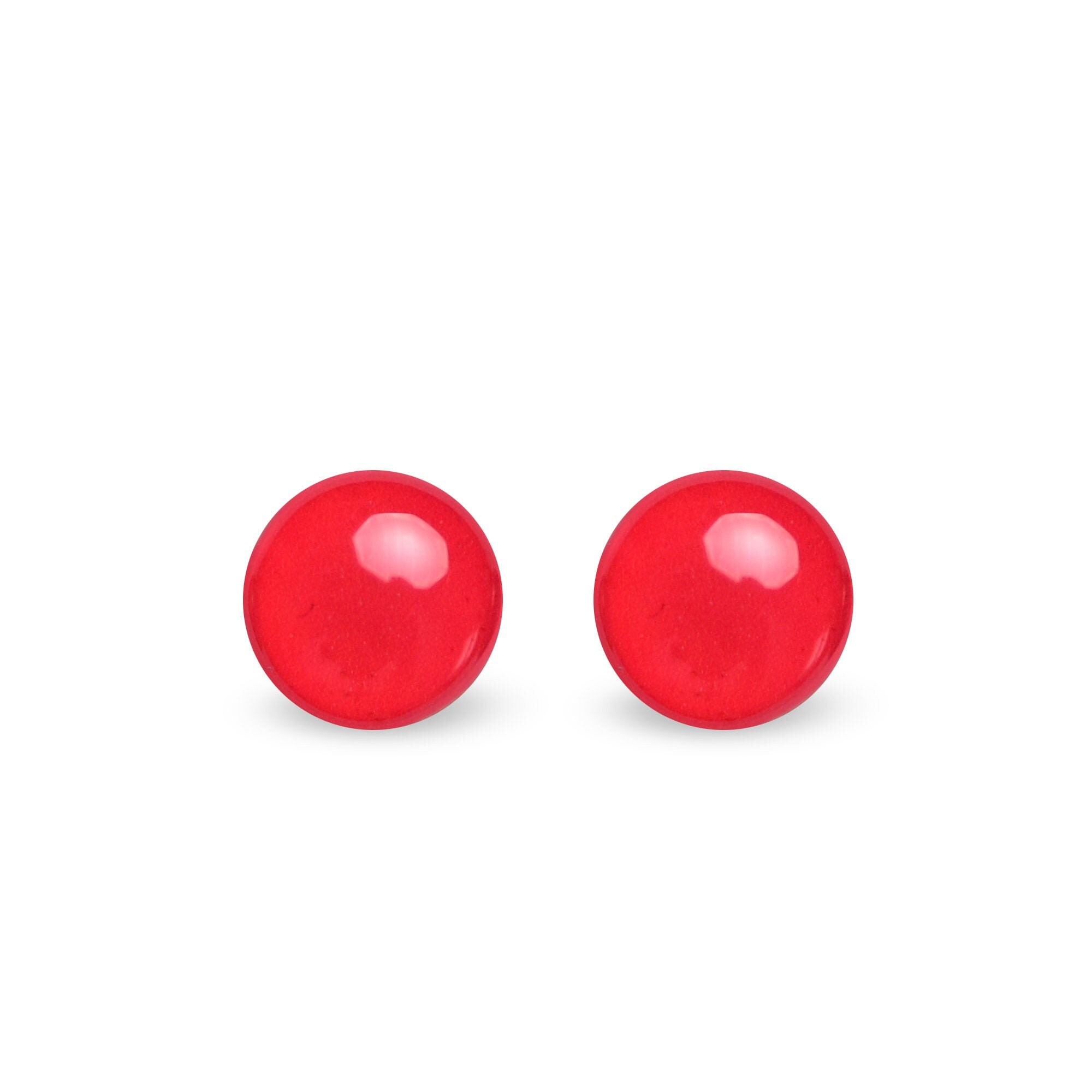 Red Earrings Bright Red Stud Earrings Round Stud Earrings Etsy UK