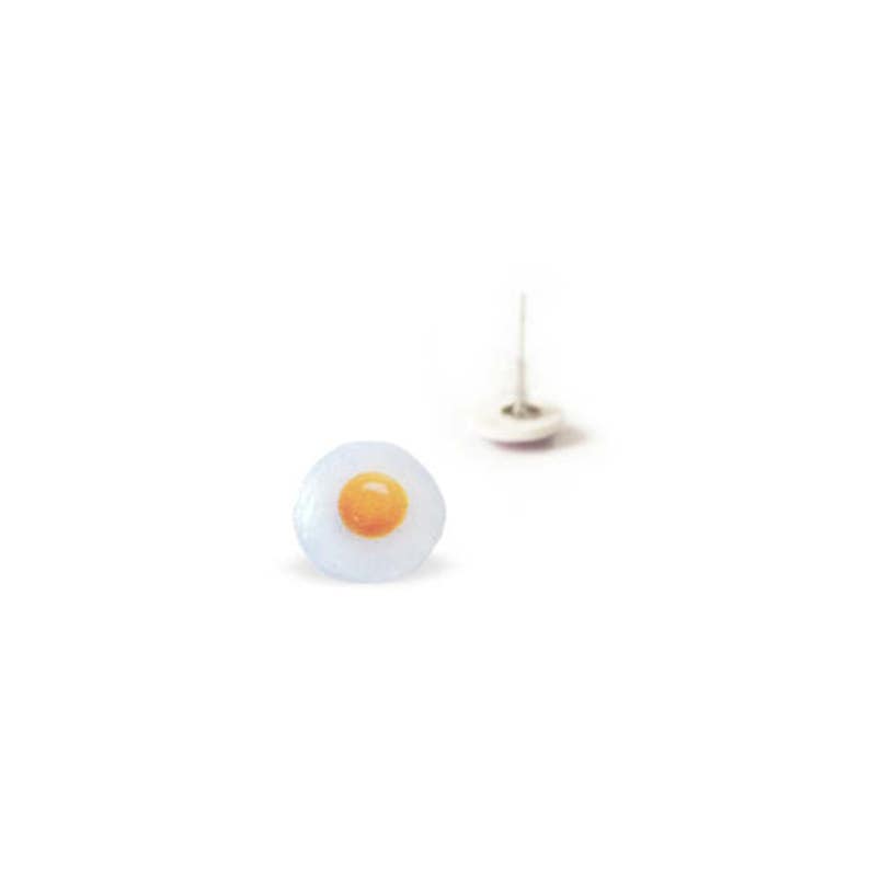 Surgical Steel Posts Food Egg Jewelry Egg Sunny Side Up Egg Fried Egg Earrings Miniature Food Stud Earrings Egg Stud Earrings