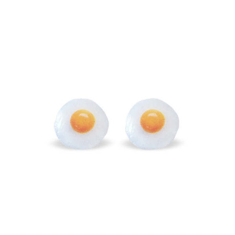 Surgical Steel Posts Food Egg Jewelry Egg Sunny Side Up Egg Fried Egg Earrings Miniature Food Stud Earrings Egg Stud Earrings