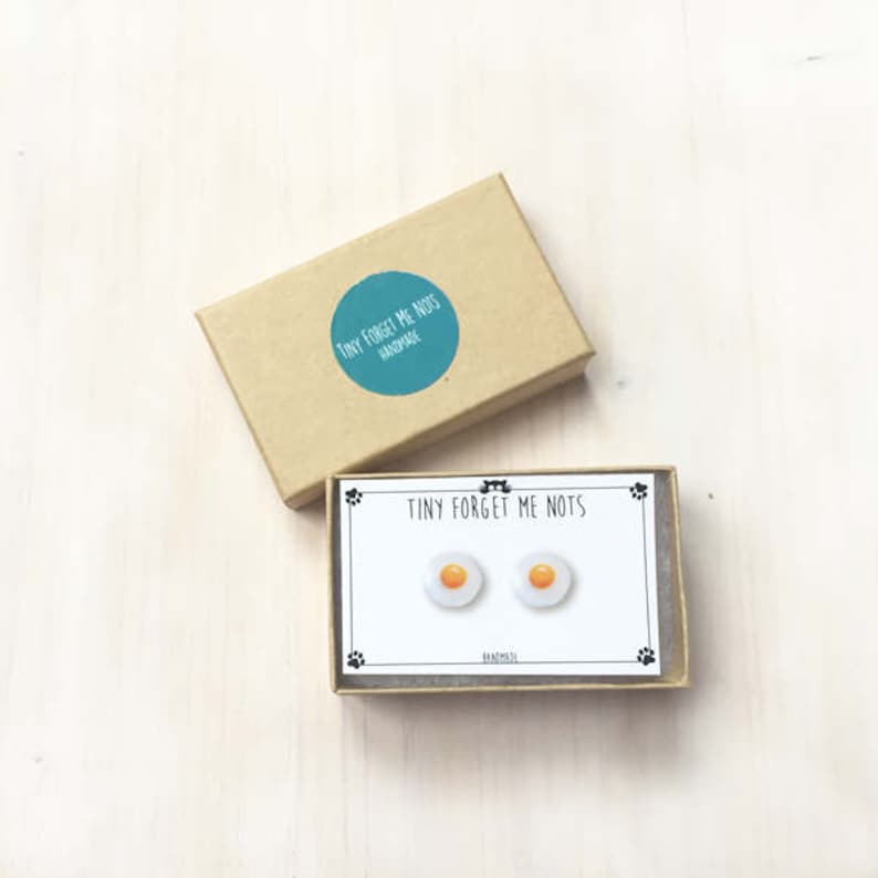 Surgical Steel Posts Food Egg Jewelry Egg Sunny Side Up Egg Fried Egg Earrings Miniature Food Stud Earrings Egg Stud Earrings
