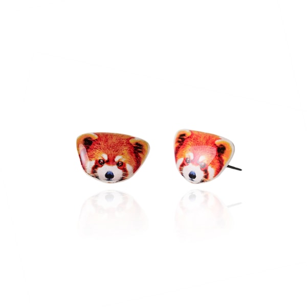 Red Panda Bear Stud Earrings Animal Stud Earrings Cute Little Studs Fun Earrings Lightweight Water Resistant Durable Animal Theme Earrings