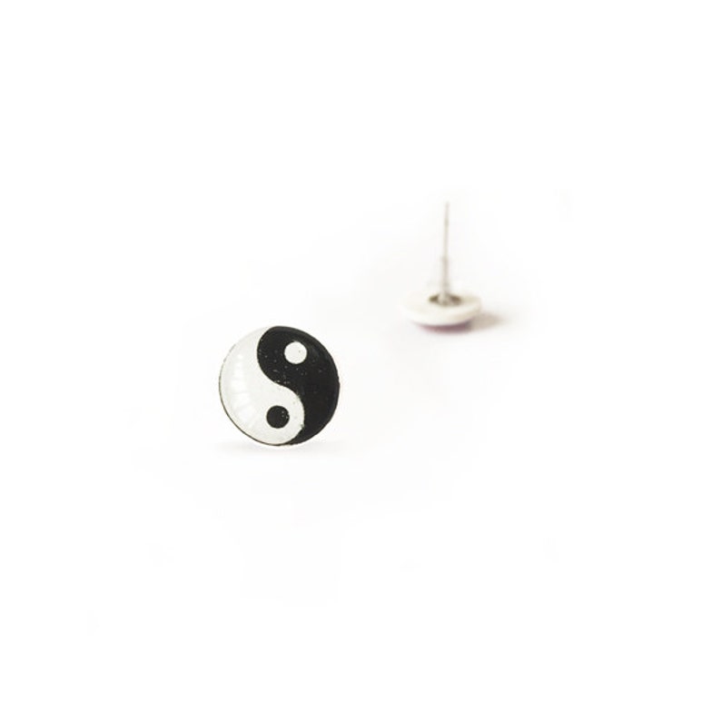 Yin Yang Stud Earrings Yin Yang Symbol Earrings Jewelry Etsy