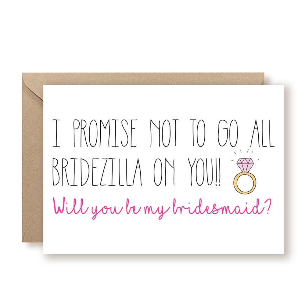 Funny Bridesmaid Proposal Card Funny Maid of Honor Card | Etsy
