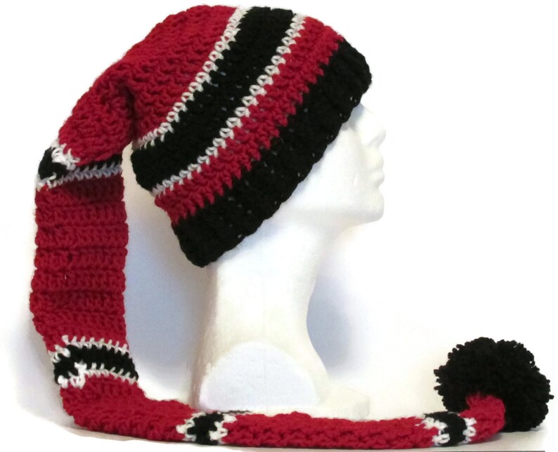 red and white striped stocking hat
