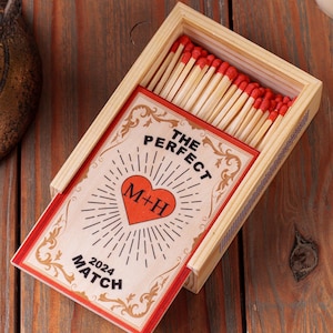 Personalized Wood Match Box, Custom Couples Large Matchbox,Housewarming Gift, New House Gift,  Wedding Anniversary Gifts for Couples