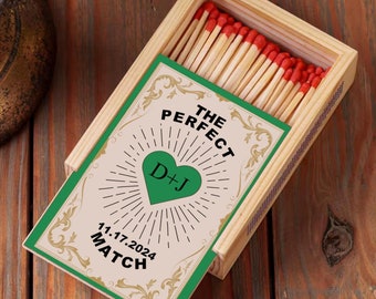 Personalized Wood Match Box, Custom Match Box, The Perfect Match Name & Date Matchbook, Wedding Anniversary Engagement Gifts for Couples