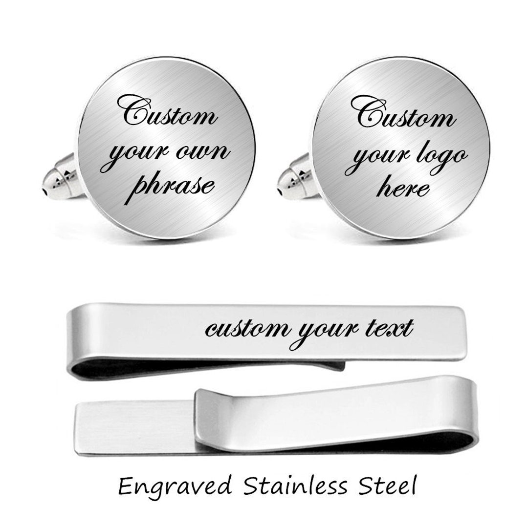 Engraved Cuff Links Personalized Cufflinks Engrave Phrase Logo Etsy